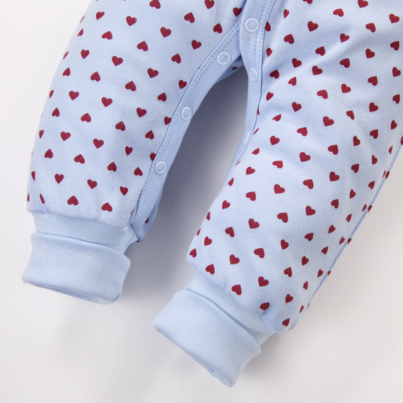 Pelele bebé Love Eevi sin pies azul con corazones 100% algodón