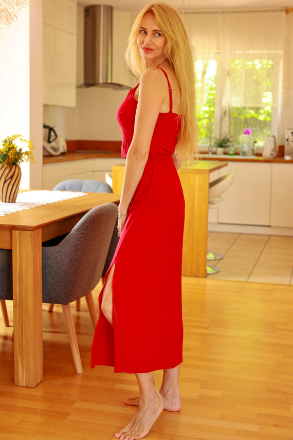 Grace Mirale - Vestido largo de viscosa con abertura | Fabricación polaca - rojo