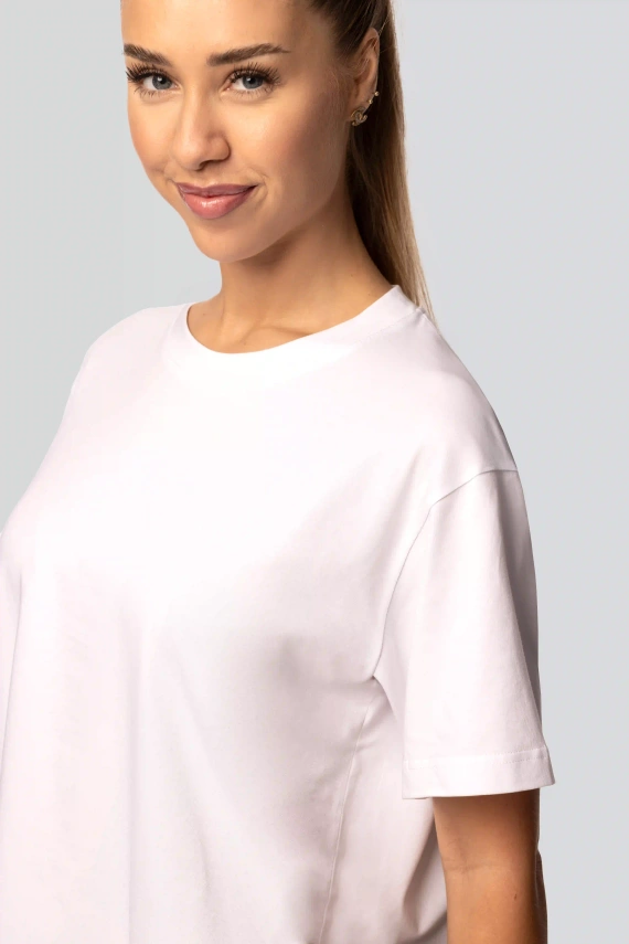 Camiseta de mujer de algodón Urban white- Manga corta, corte clásico, a la moda con aberturas | Material de alta calidad, elasticidad