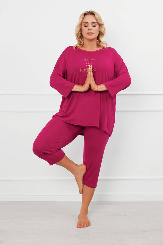 Pijama 3/4 Natura Mujer Moda Italiana - vino