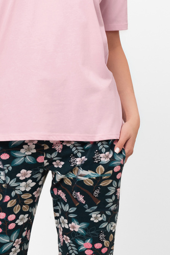 Pijama de algodón para mujer Marisal - manga corta, pantalón largo Moda Italiana