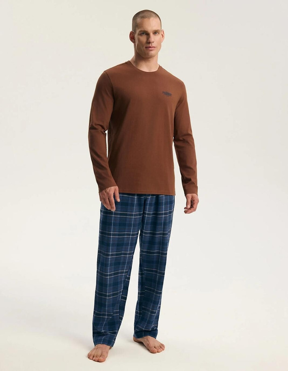 Pijama para hombre Henderson 45451 Imago marrón 100% algodón franela premium