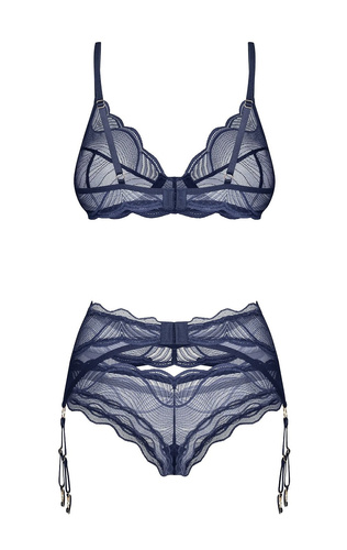 Obsessive Nightly Blue 3-PCS Set – conjunto lencería con liguero azul