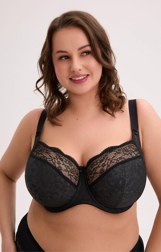 BSM 1320 Sujetador suave Willow Gaia negro - busto grande, aros, encaje, tirantes anchos