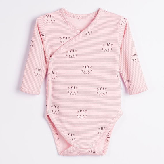 Body cruzado Nicol Tosia 225098 algodón rosa con gatitos manga larga