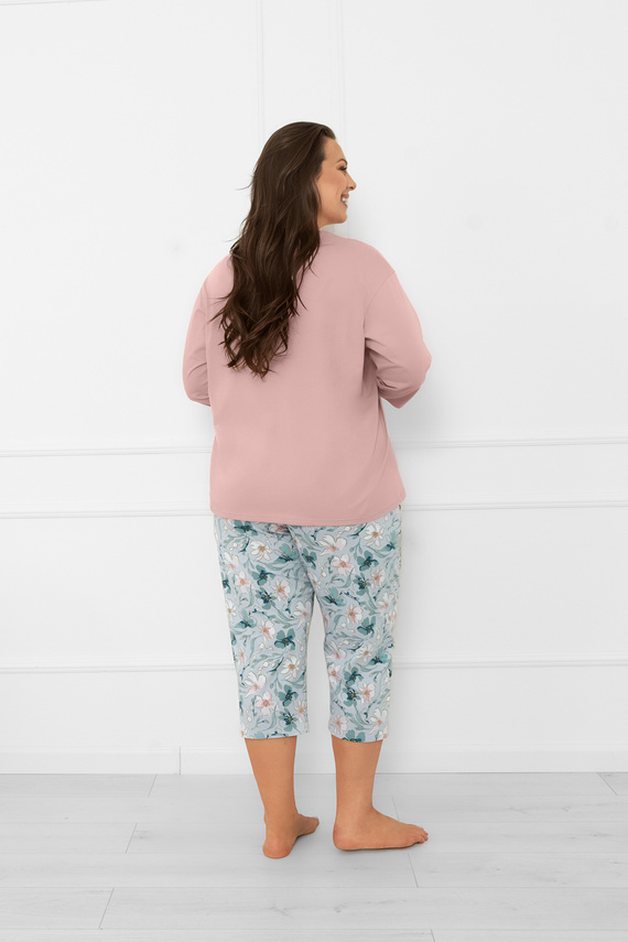 Pijama señora Perlis - manga 3/4 y pantalón, algodón Moda Italiana