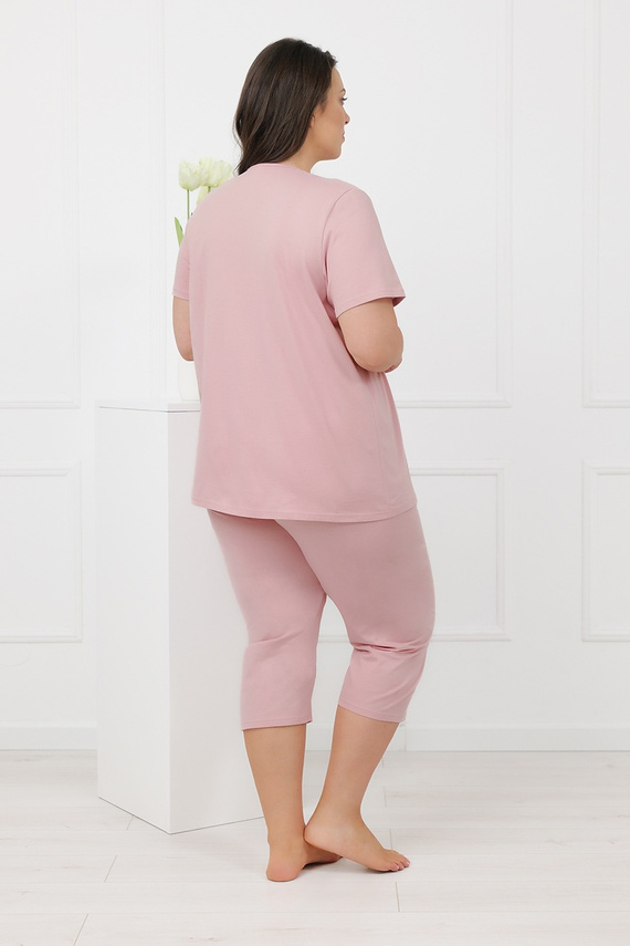 Hemaria Italian Fashion pijama de mujer de algodón 3/4 plus size rosa