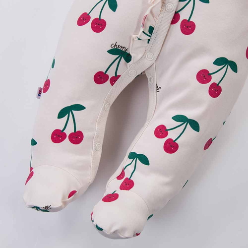 Pelele bebé Eevi Cherry con pies algodón suave cómodo