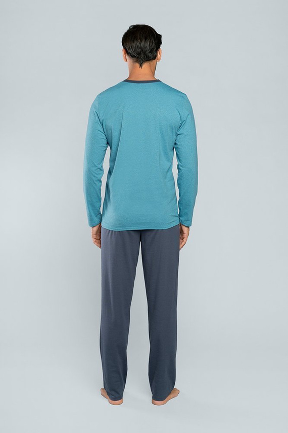 Lion Pijama de manga larga para hombre, pantalón Moda Italiana - rojo/grafito