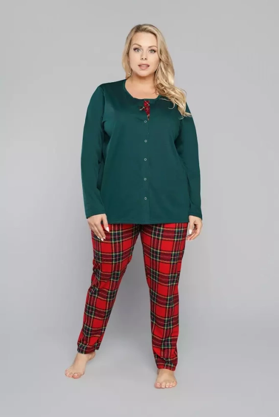 Pijama de mujer Zorza manga larga, pantalón Moda Italiana - rojo/estampado