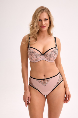 Gaia BS 1332 Xenia sujetador semi-suave rosa-negro con bordado y aros