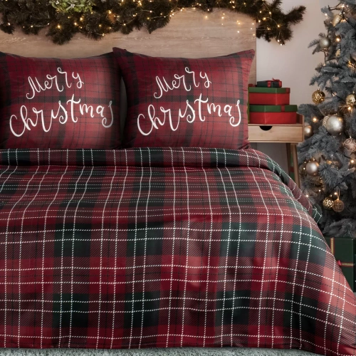 Noellie Ropa de cama de Navidad Eurofirany rojo - algodón ranforce, reversible