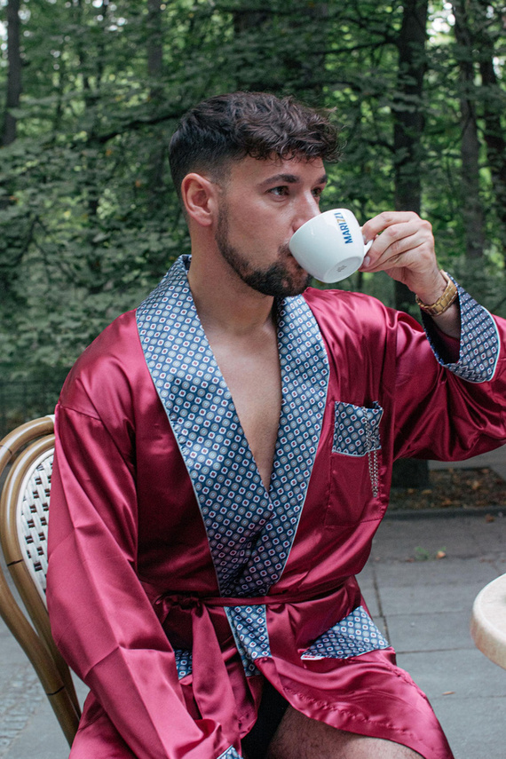 940 Albornoz de satén para hombre Forex - granate