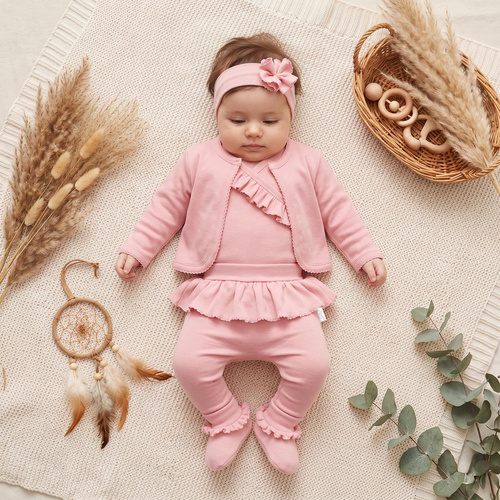 Conjunto para bebé Nicol 142106 de 5 piezas 100% algodón rosa empolvado
