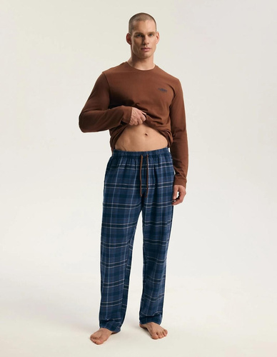 Pijama para hombre Henderson 45451 Imago marrón 100% algodón franela premium