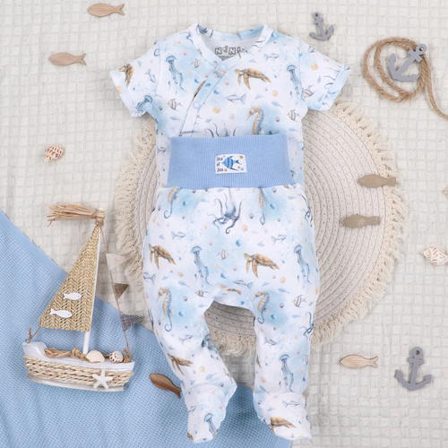 ABN-5443 Sea Of Joy Nini body envolvente de manga corta - algodón orgánico, para bebés