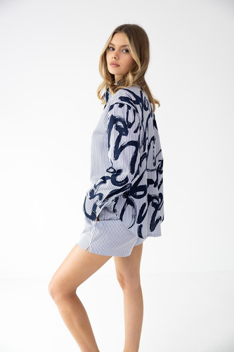 Pijama mujer Hallie algodón rayas botones manga larga cómoda