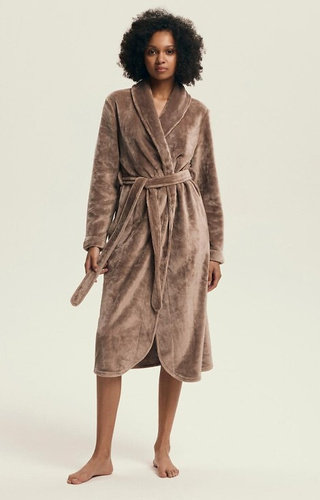 43595 Dextra Bata de mujer Henderson café- suave, atada, por encima de la rodilla