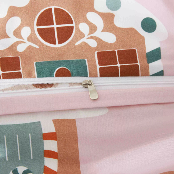 Gingerhouse Navidad microsatin ropa de cama casas de pan de jengibre rosa I25 Spod Igły i Nitki - suave, lisa y duradera
