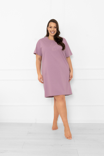 Camisón de señora Ksara - manga corta, algodón Italian Fashion - brezo