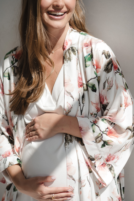 Camisón de embarazo y lactancia Moon Milk&Love - viscosa crema, oversize | Calidad polaca