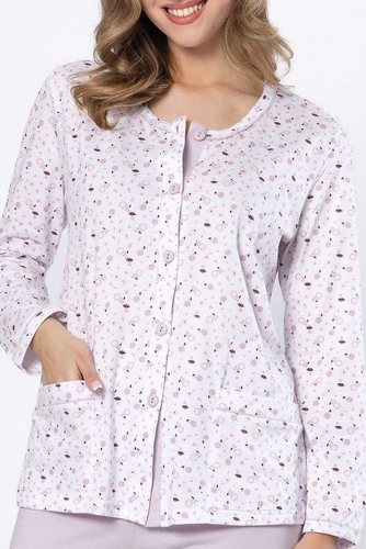 Leveza Danuta pijama de mujer 1637 lila - algodón, manga larga, abotonado