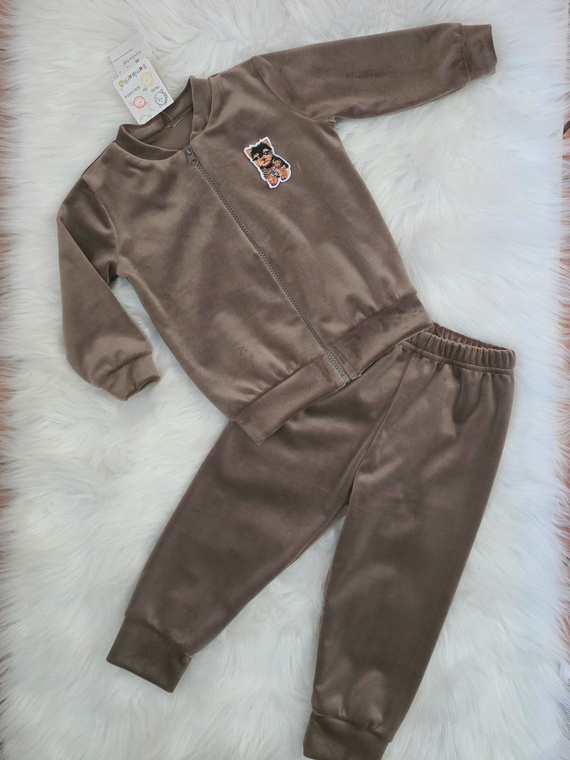 Chándal infantil Leon Bambarillo beige de algodón con cremallera 95% algodón