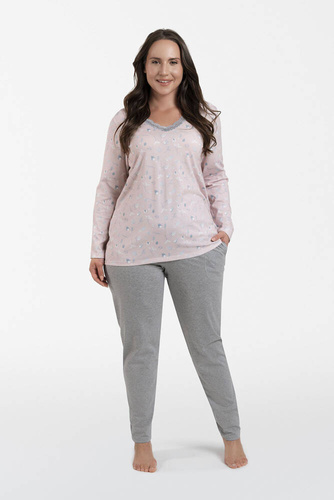 Pijama de manga larga y pantalón largo Simona Ladies Italian Fashion - estampado/melange