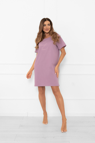 Camisón de señora Ksara - manga corta, algodón Italian Fashion - brezo