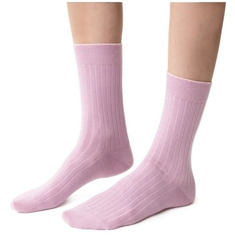 ARTE.130 Lana Merino Natural Calcetines de mujer Steven rosa - raya, sin costuras, cálido