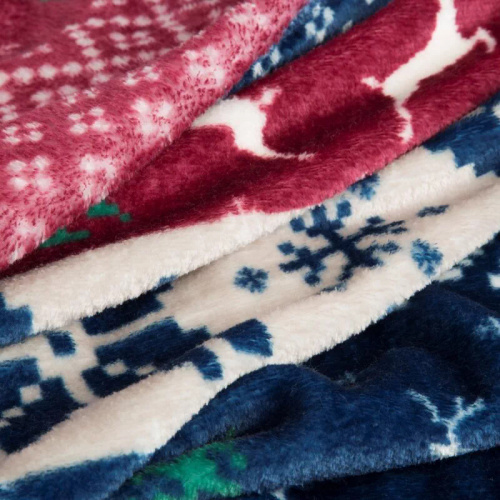 Eurofirany Manta de Navidad azul marino rojo con motivos escandinavos - colcha de microfibra suave, 240 g/m²