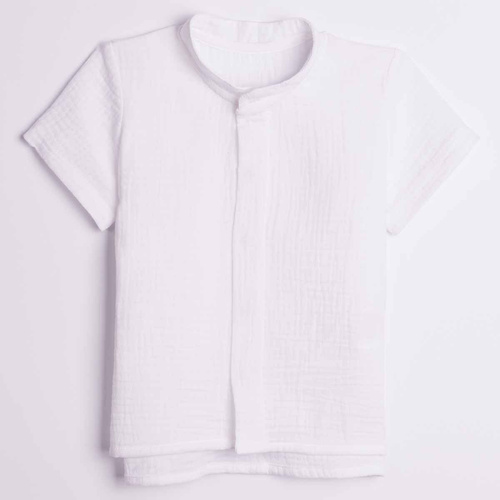 Camisa para niño Nicol 224350 muselina 100% algodón manga corta blanca