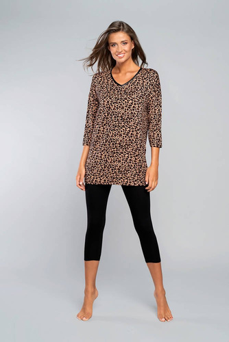 Pantera Ladies pijama manga 3/4 Moda Italiana - estampado leopardo