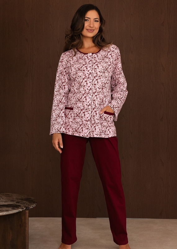 Pijama de mujer Regina 4016 7/8 100% algodón manga 7/8 confort azul