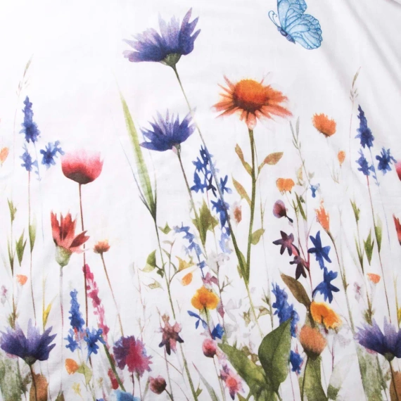 31512/1 Juego de cama de franela Flanelove Darymex blanco flores de colores, 100% algodón, cálido y suave