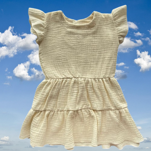 Mamatti SE50503 Vestido de muselina ecru ligero de algodón para niña
