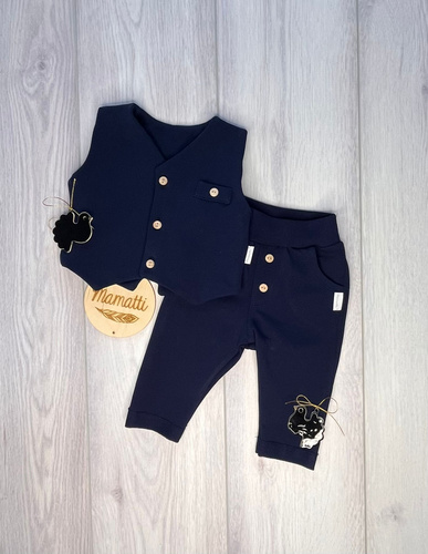 Mamatti KC005 conjunto niño elegante chaleco pantalón azul marino