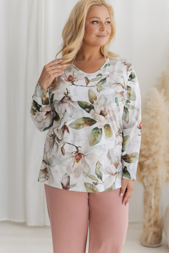 Pijama de mujer Taro 3652 Denisa 100% algodón Pantalones largos Escote en V