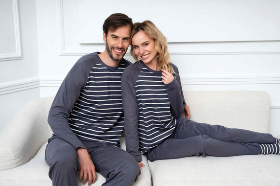 Lars Pijama de manga larga para hombre, pantalón largo Italian Fashion - estampado grafito/grafito