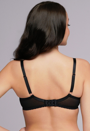 2256 Sujetador media copa Ava negro - Efecto push up, Escote perfecto, Microfibra lisa + Encaje | Diseño K-2256