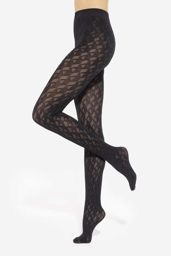 Loretta 155 Gatta medias de mujer - estampado geométrico, 50 den, mate - nero