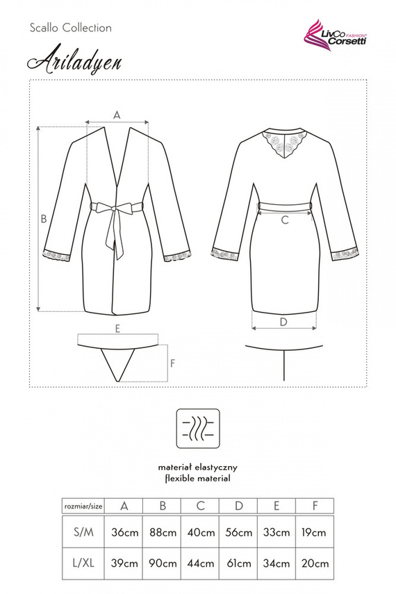 Ariladyen Negro LC 90568 Scallo Collection bata de mujer LivCo Corsetti