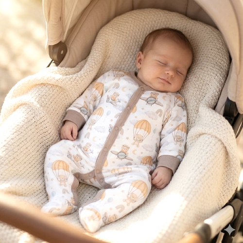 ABN-5508 Pijama para bebé Sky Journey Nini | Algodón orgánico, cierre con automáticos