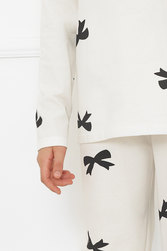 Pijama niña Fiocca- crudo, algodón, manga larga y pantalón Moda Italiana