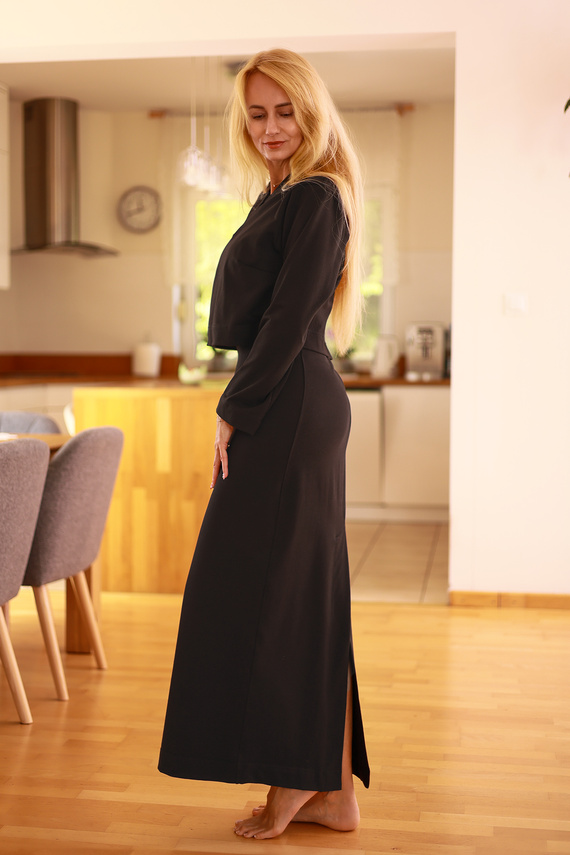 Irving - conjunto mujer: maxi vestido + blusa, 95% algodón 5% elastano | marca polaca Mirale - negro