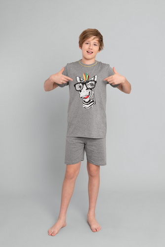 Pijama de manga corta Crazy Boys, pantalón Italian Fashion- melange medio