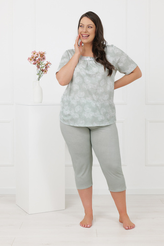 Pijama mujer Eleni Italian Fashion 100% algodón, manga corta, 3/4