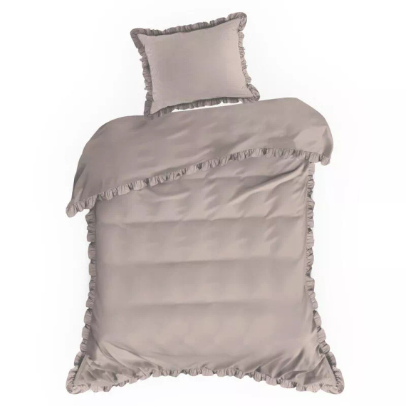 Ropa de cama de algodón con volante Eurofirany 100% algodón con cremallera color polvo