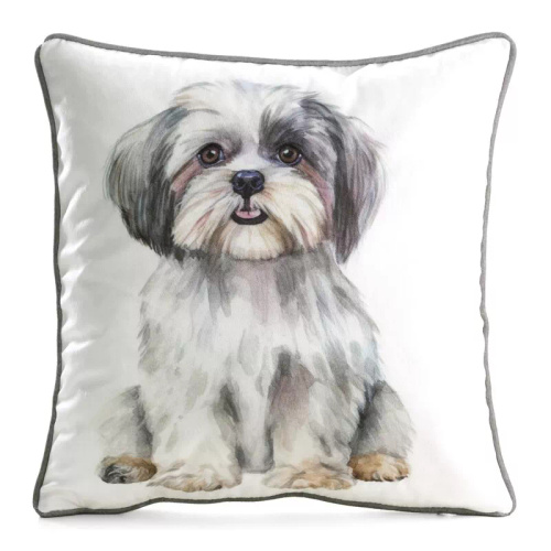 Funda Animal 45x45 terciopelo Eurofirany con cremallera Shih Tzu