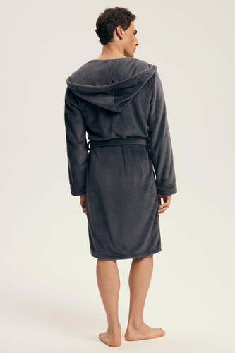 Albornoz Henderson para hombre 43447 Vocal gris - capucha, punto cálido, comodidad y elegancia